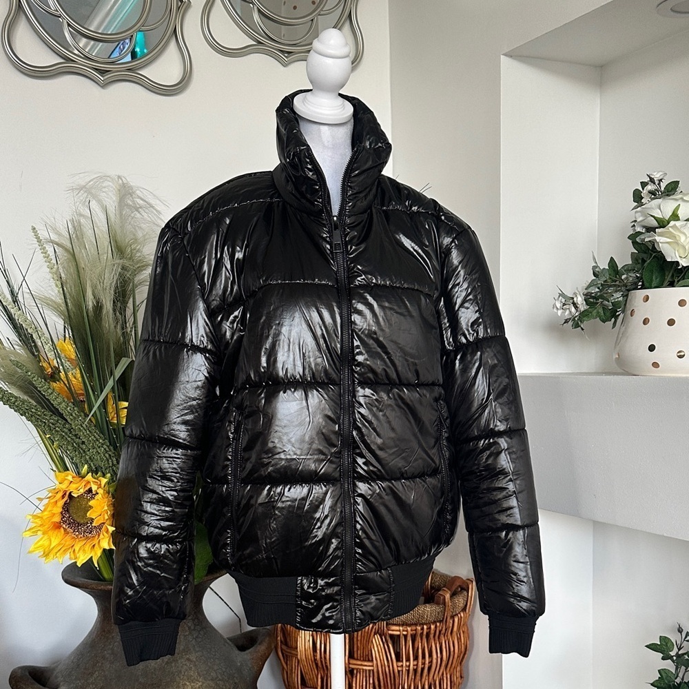 Zara Glossy Black Puffer Jacket - Picture 2 of 6